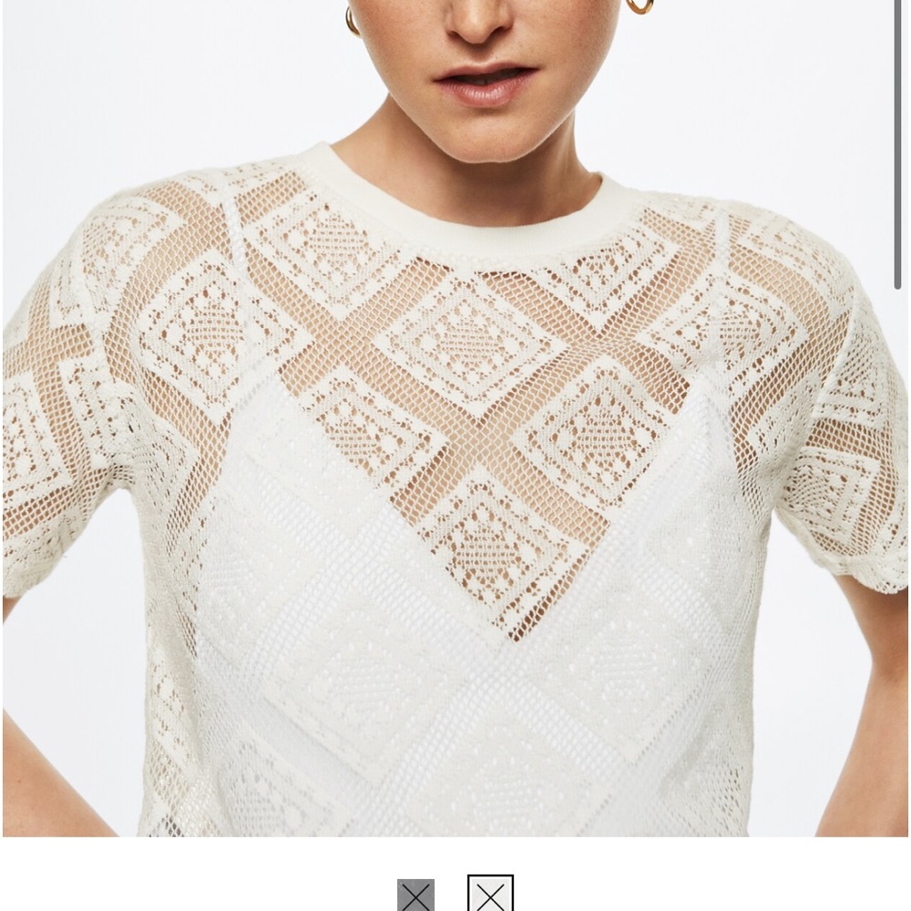 Open knit top mango white xs